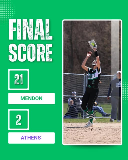 Mendon softball blasts Athens 21-2